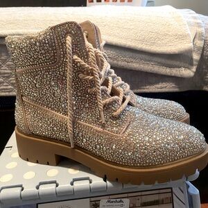 Glitzy Betsy Johnson combat boots - never been worn !!!!